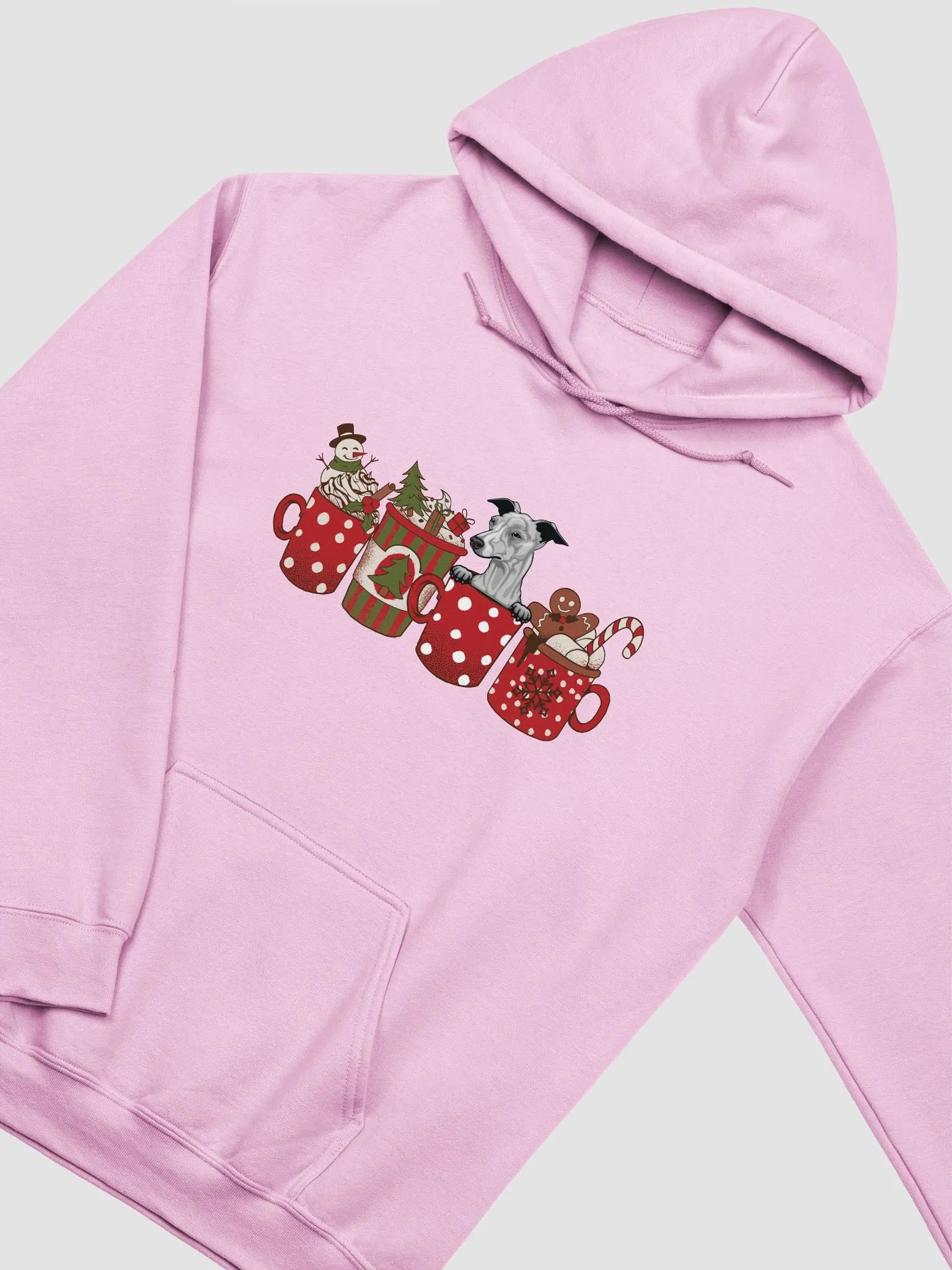 Cute Italian Greyhound(Blue) in a Christmas Cup Hooded Sweatshirt | Funny Christmas Iggy Pup in a Cup product image (10)