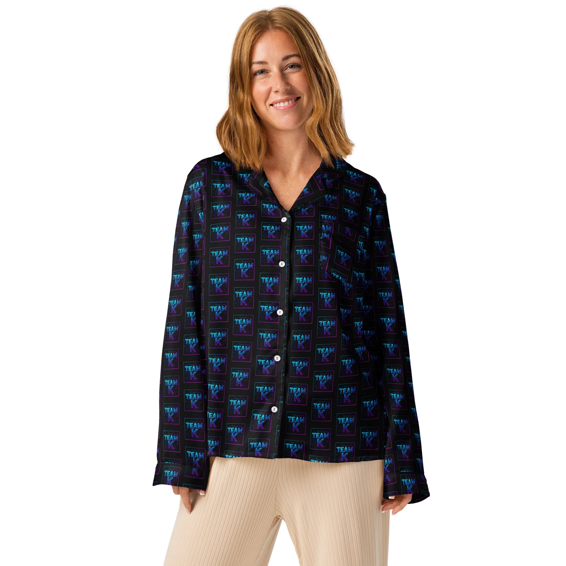 Team K V-11 Women's Long Sleeve Pajama Top product image (1)