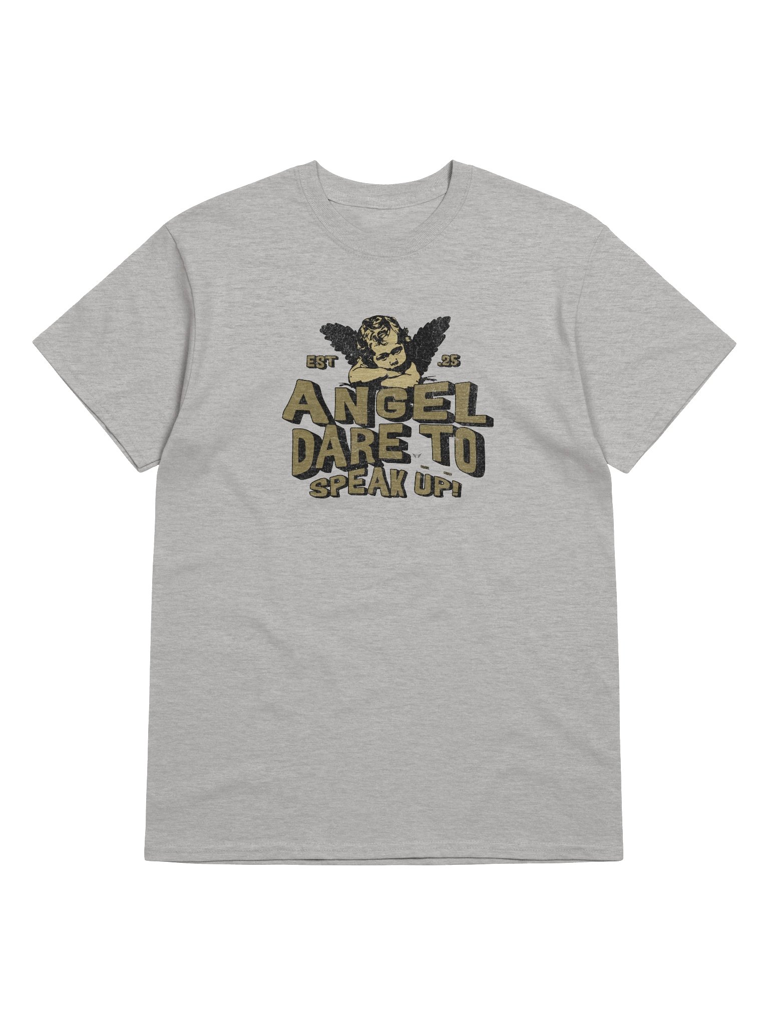 ANGEL Dare to Speak Up Vintage Collection Gildan Unisex T-shirt_EQALL® Billog Campaign_100% Cotton_Khaki / Black product image (5)