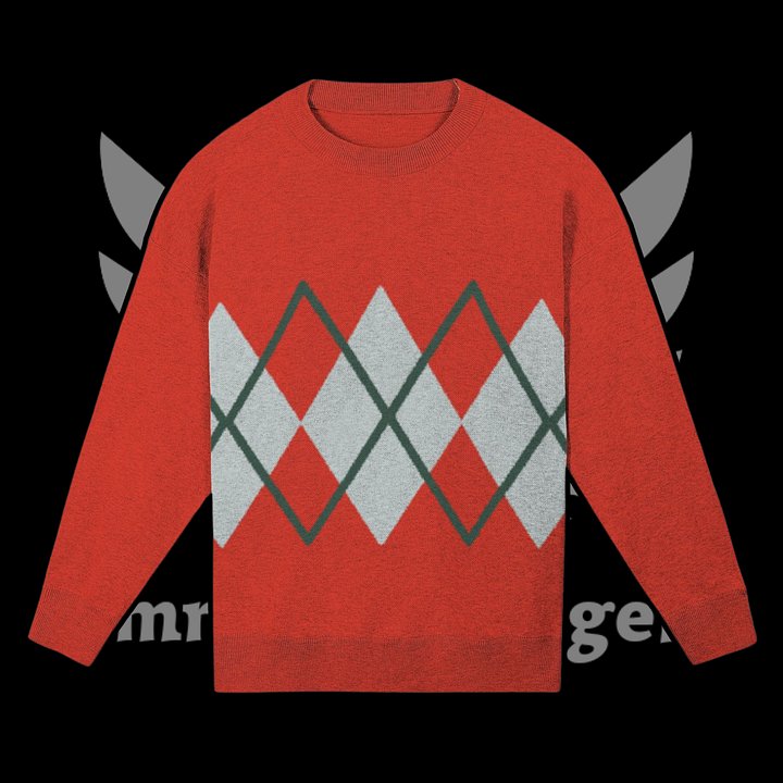 Argyle Red Knitted Relaxed Sweater product image (1)