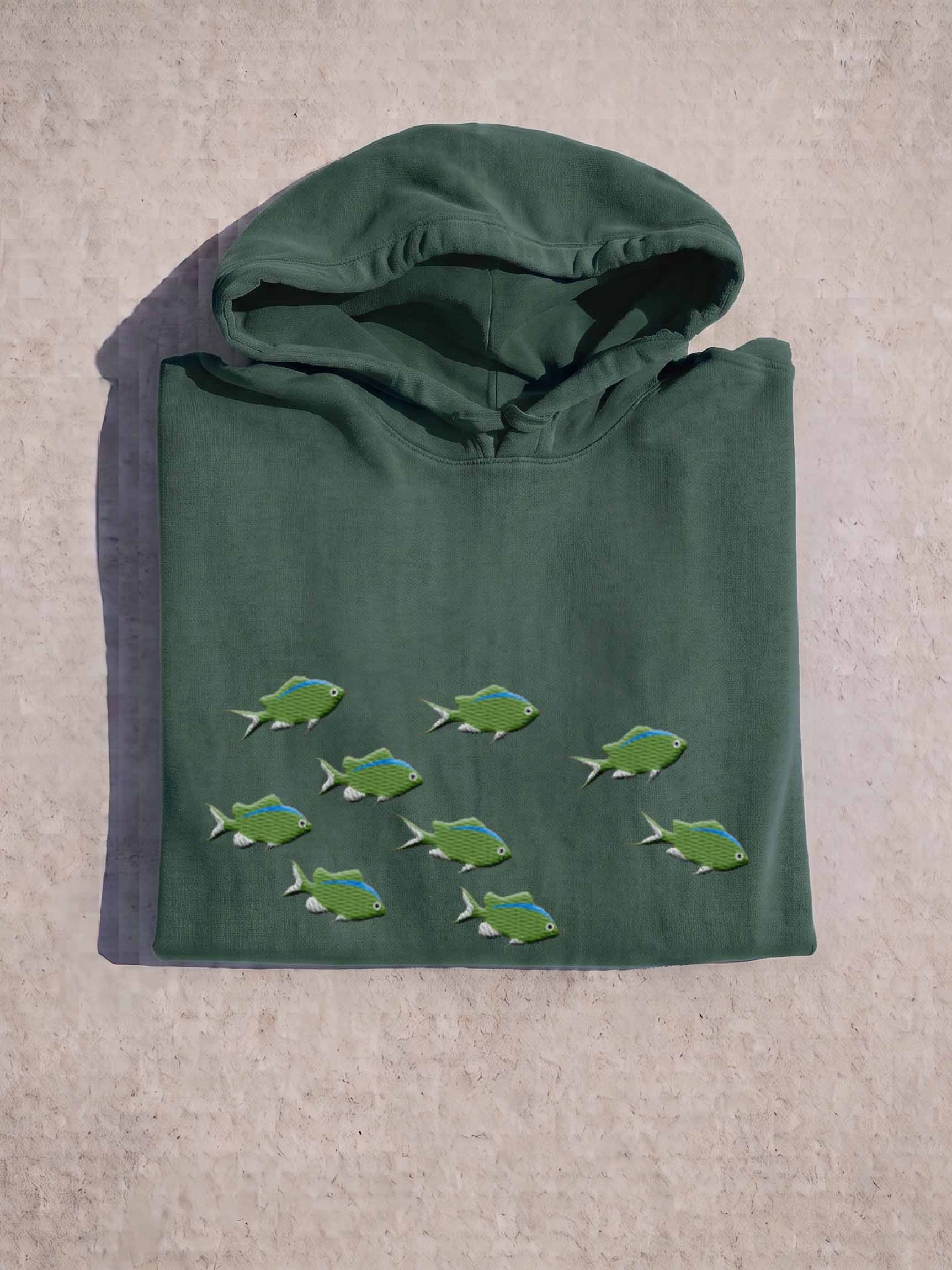 A School of Green Chromis Embroidered Premium Hoodie | Saltwater Reef Aquarium Fish & Marine Life Apparel product image (1)