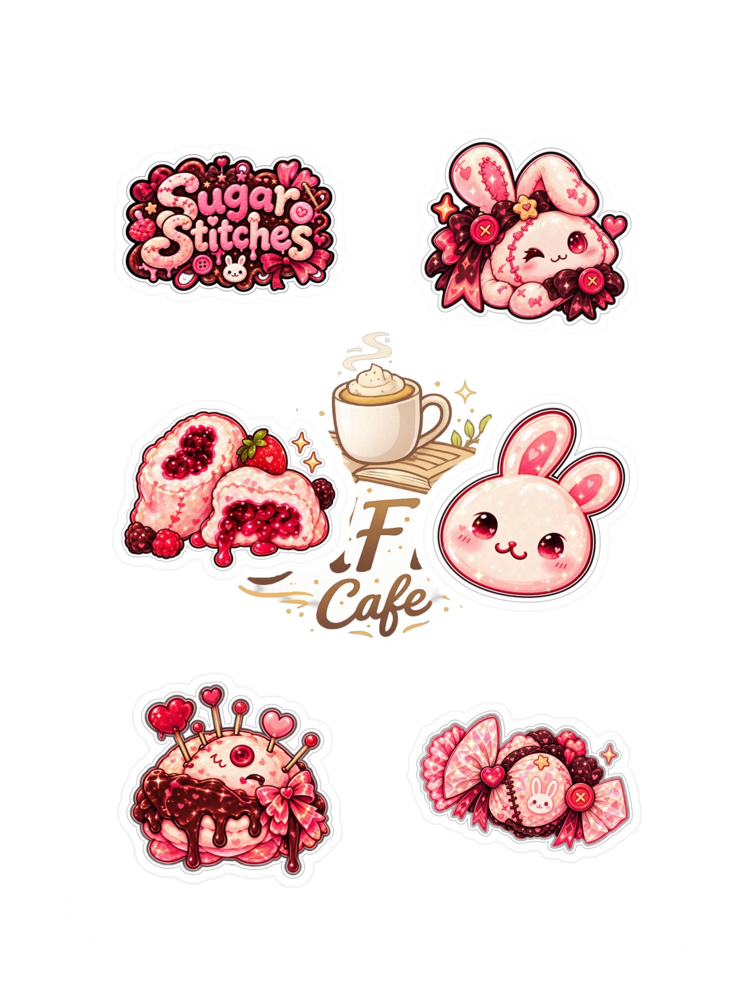 The AFK Cafe™ Sugar Stitches | 6-Piece Sticker Pack Vol. 1 product image (3)