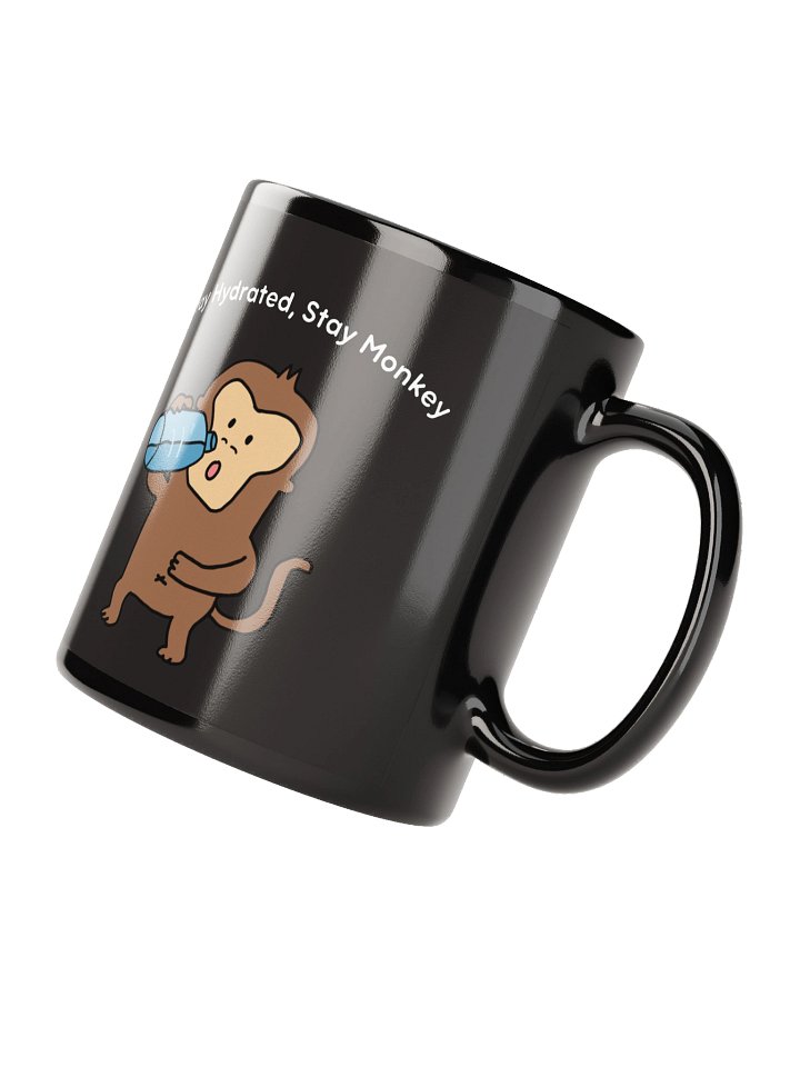 "Stay Hydrated, Stay Monkey" Ceramic Mug (Black) product image (2)