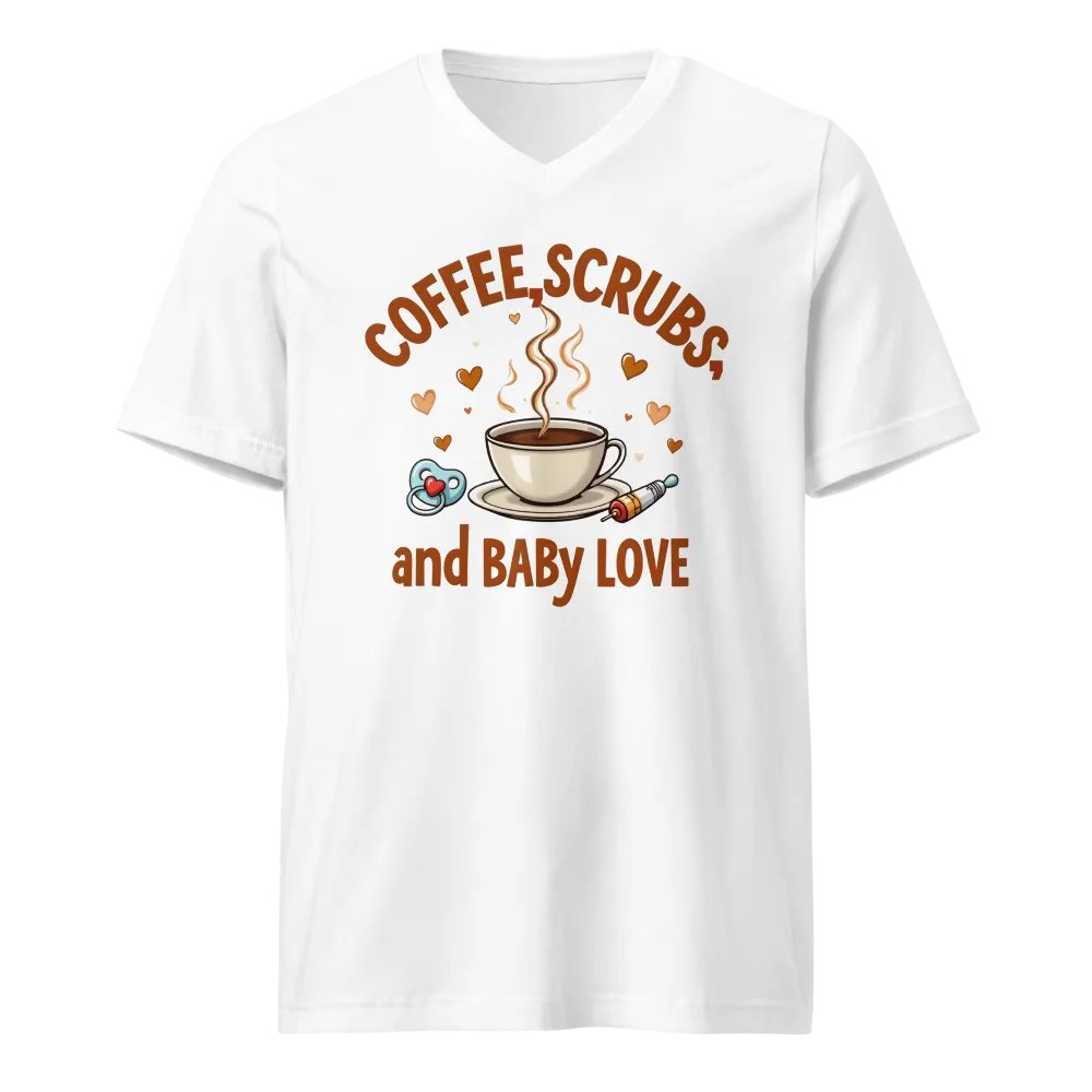 Coffee, Scrubs, and Baby Love V-Neck Tee product image (5)