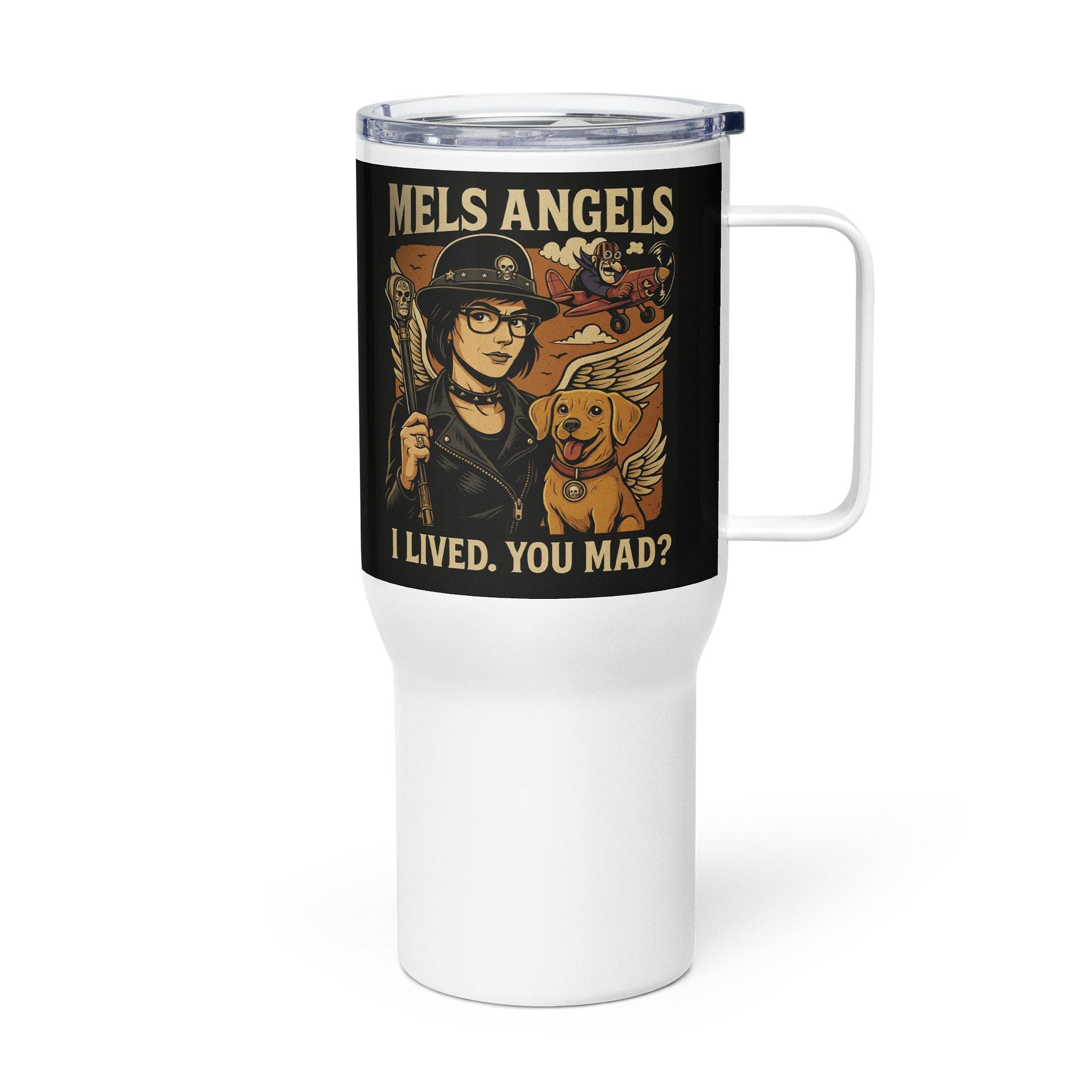 Mels Angels "I Lived. You Mad?" Tumbler with Handle & Straw Lid product image (4)