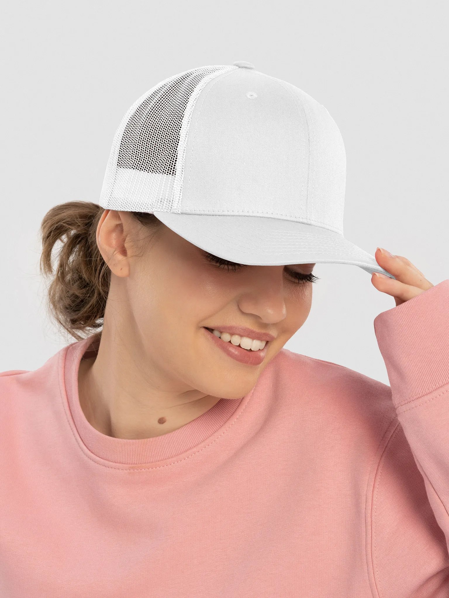 DJDAT1 Signature Logo Embroidered Trucker Hat (SMALL white logo) product image (5)