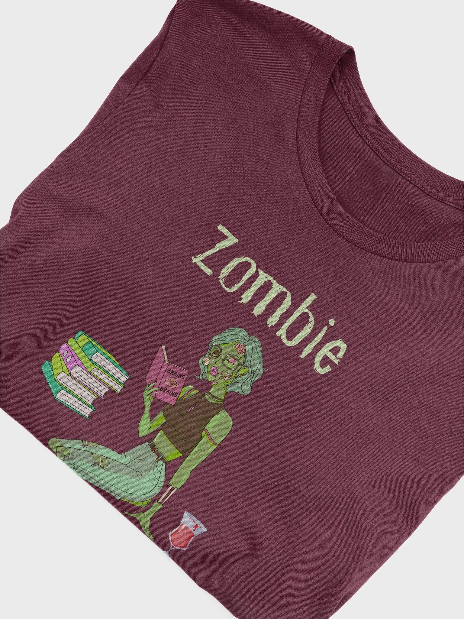 Zombie Book Lover Maroon T-shirt product image (5)