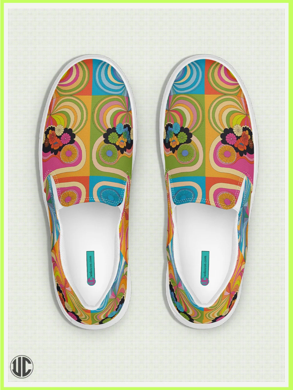 UnkoCon – Boho Retro Swirl Bloom Women’s Slip-On Shoes product image (1)