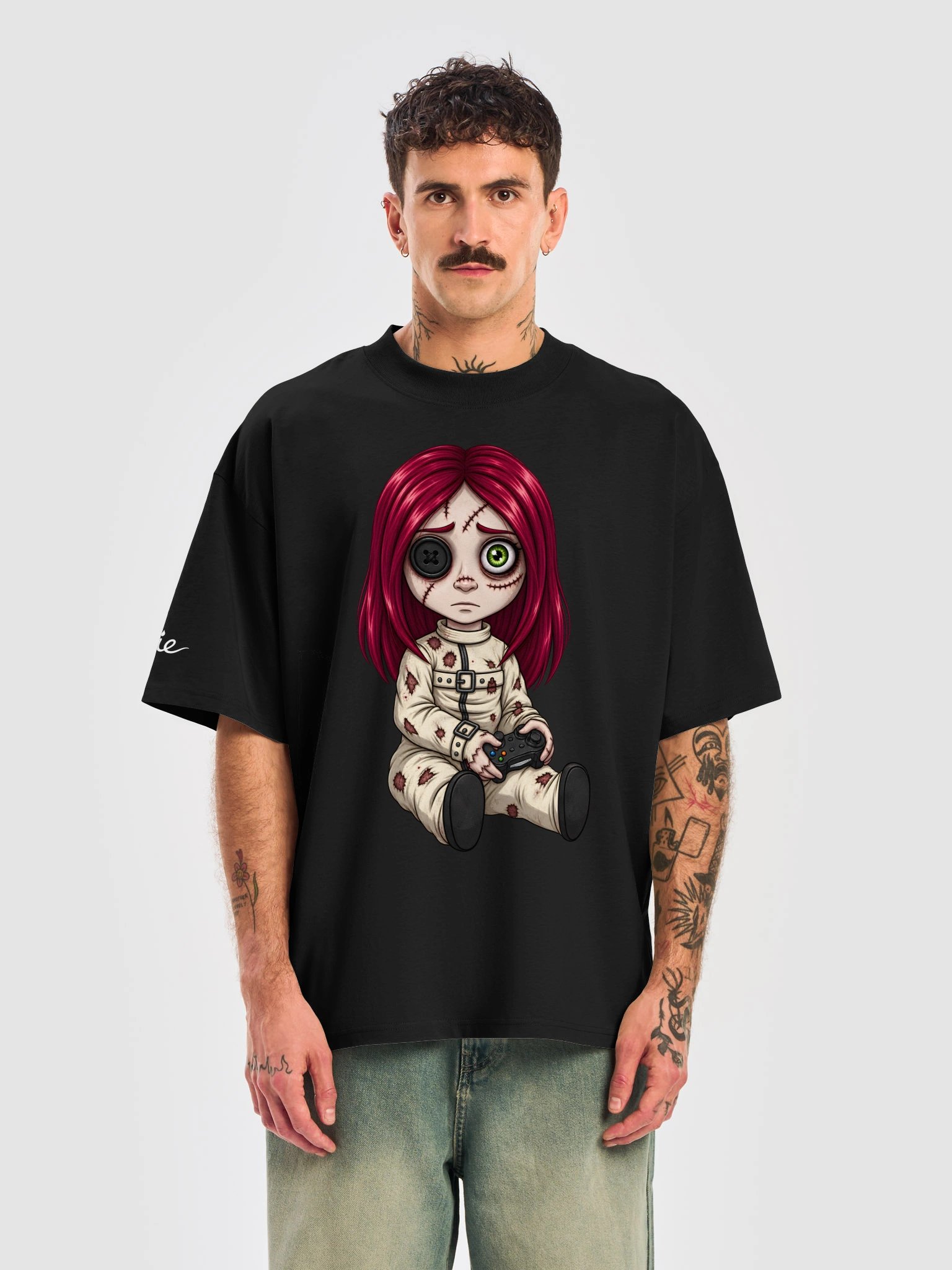 Creepy Gamer Doll – Unisex Oversized T-Shirt product image (21)
