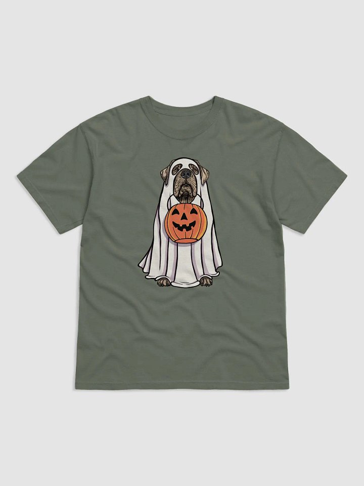 Funny Halloween Neapolitan Mastiff T-Shirt | Funny Dog Wearing a Ghost Costume and Holding a Pumpkin Basket product image (1)