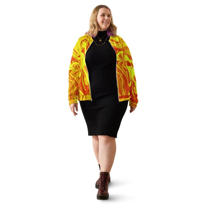 Unisex Bomber Jacket - Yellow and Red Digital Fluid Art product image (1)