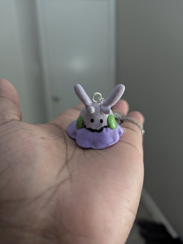 Kawaii Goomy Necklace – Handmade Pokémon-Inspired Polymer Clay Charm Necklace product image (1)