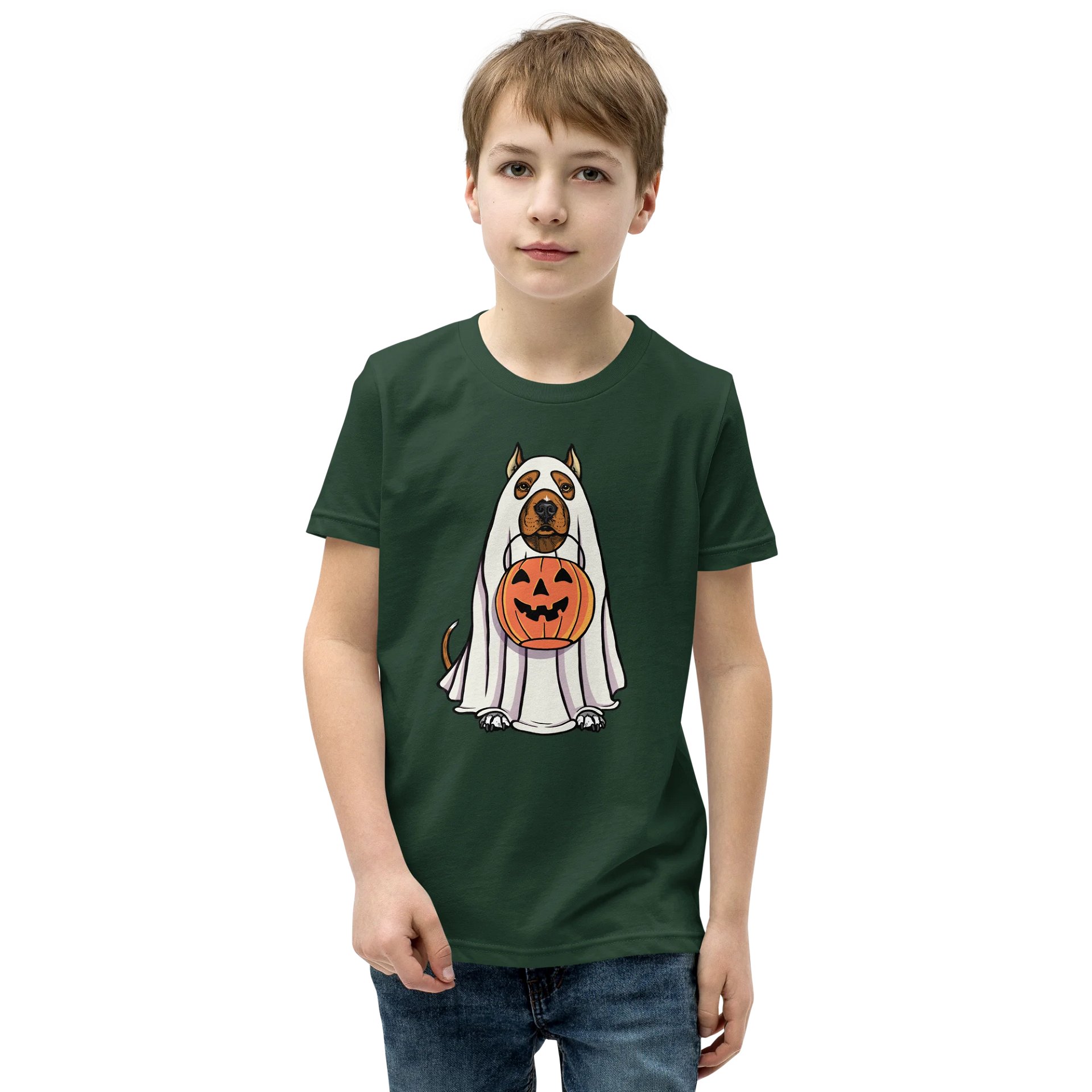 Halloween American Pitbull Terrier(Red, Cropped Ears) Youth T-Shirt product image (1)