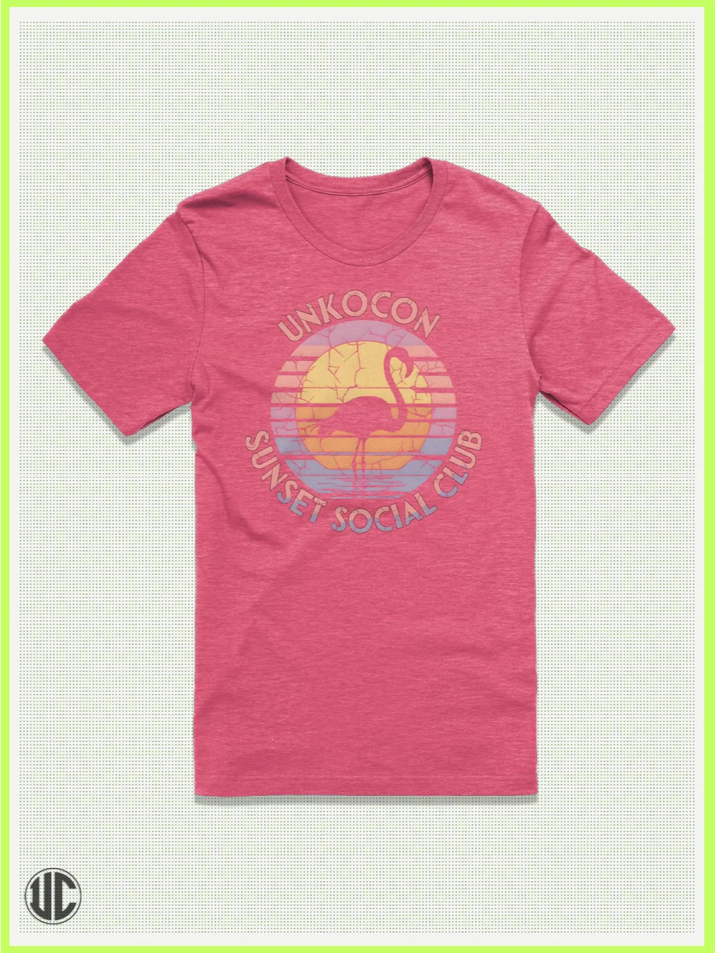 UnkoCon Sunset Social Club T-Shirt – Retro Flamingo Beach Tee product image (1)