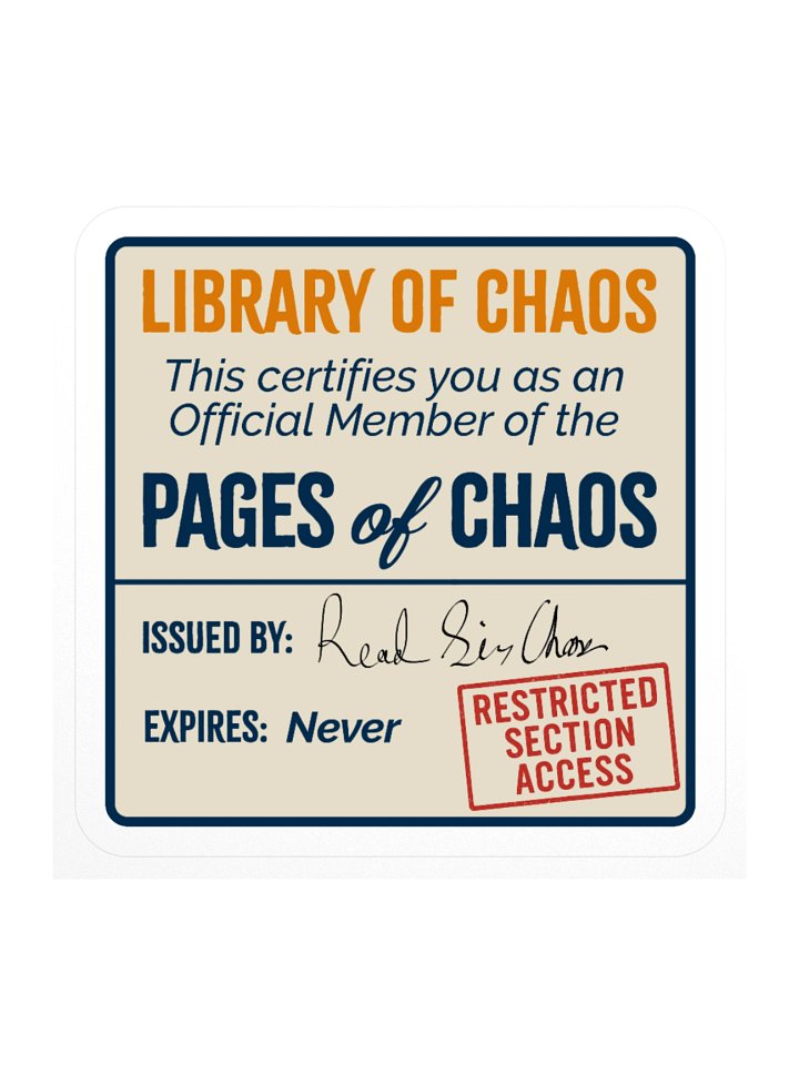 Library of Chaos Membership Card Sticker product image (1)