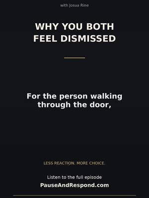 One person pushes harder because their concern feels dismissed. The other explains harder because their effort feels dismissed. Each response can deepen the very feeling they want the other person to understand. Recognizing that loop gives you something specific to interrupt. More in “Why We Keep Having the Same Argument” on Pause & Respond. https://f.mtr.cool/tdb2nguipg #PauseAndRespond #FeelingUnheard #RelationshipCommunication #CouplesCommunication https://f.mtr.cool/riv0gpsipv