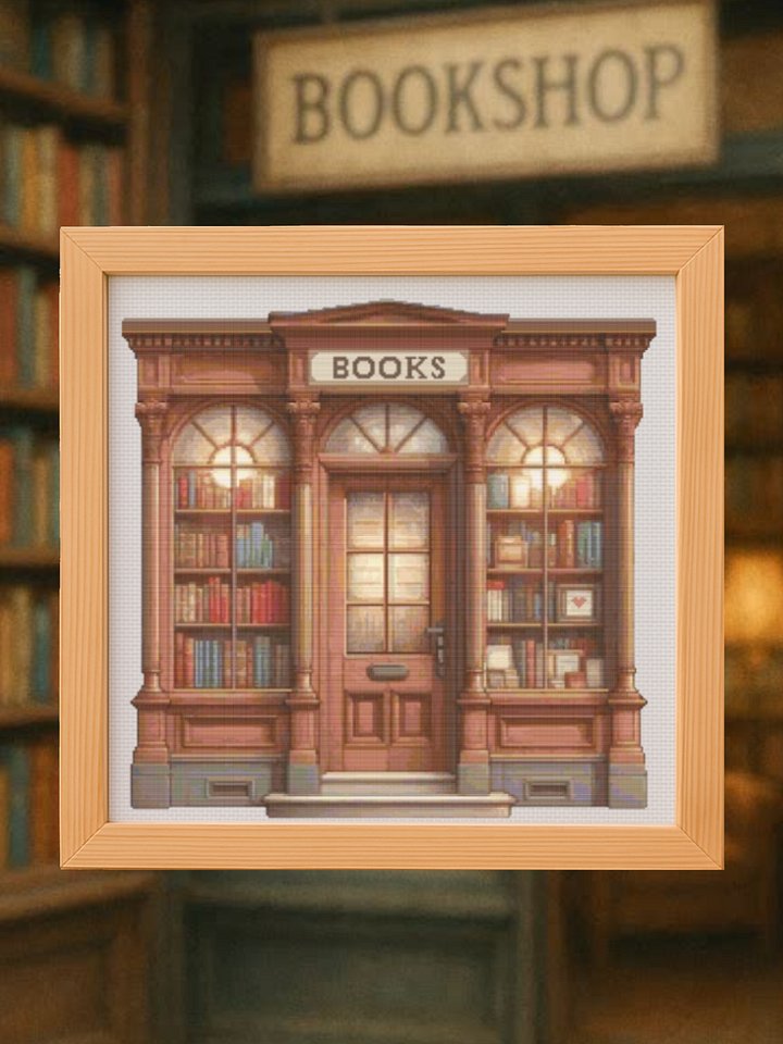 The Old Bookstore Cross Stitch Pattern product image (1)