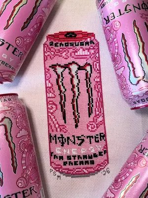 patterns available as a freebie on my website! #crossstitch #monsterenergy #needlework #art #monstercan 