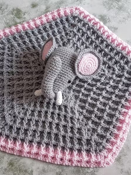 Crochet Elephant Lovey Pattern, Waffle or Granny Stitch PDF Pattern - Crafting Happiness product image (4)