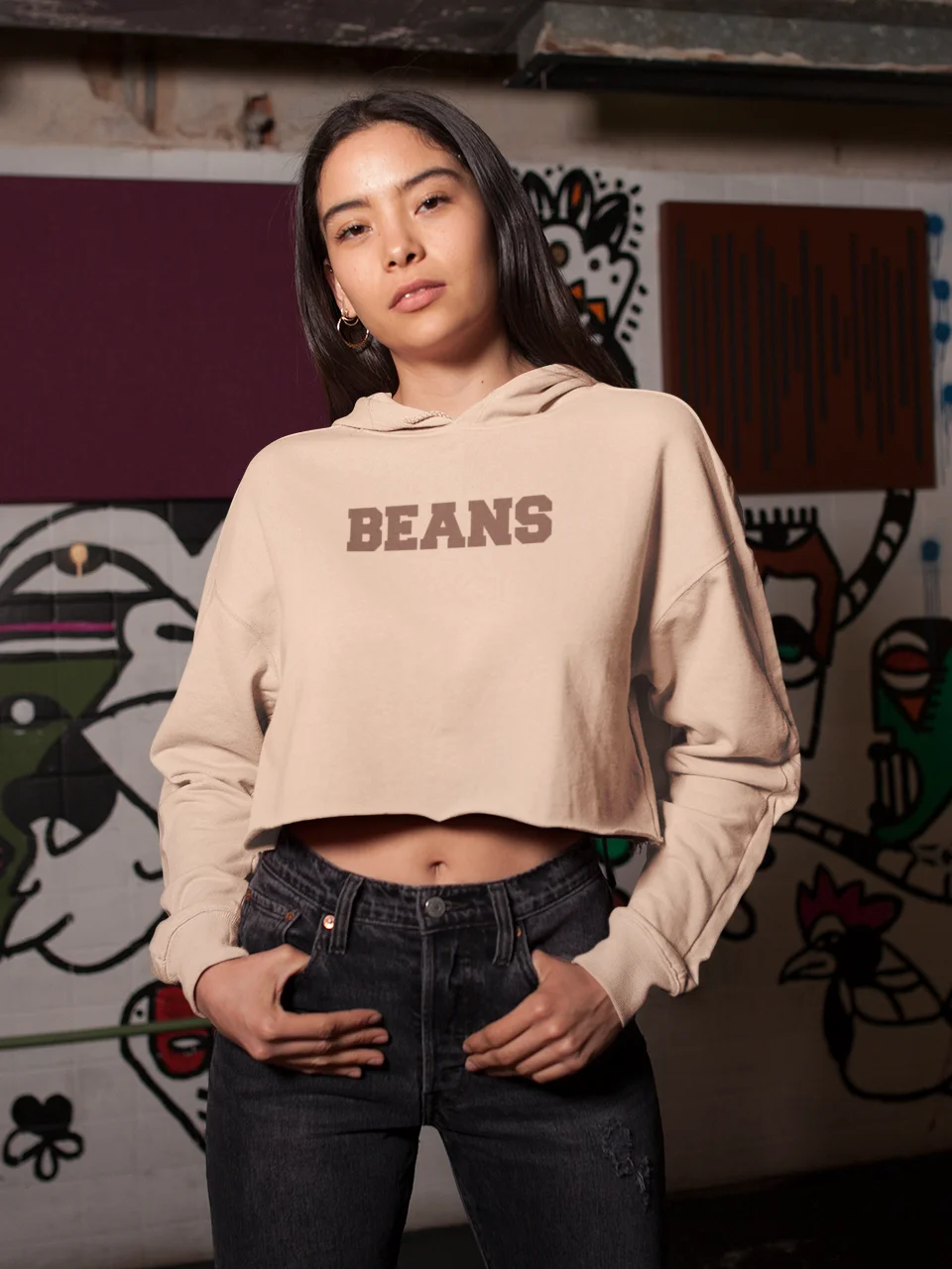 Beans U fleece crop hoodie product image (1)