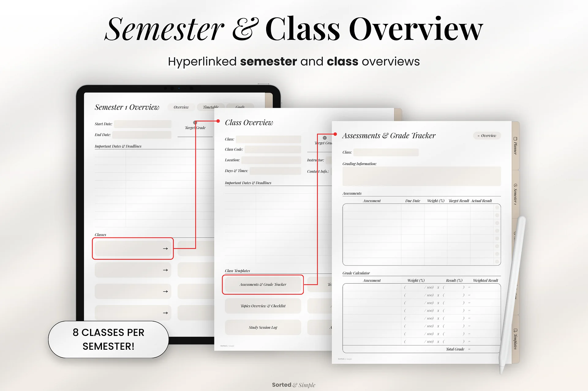 2026/2027 Mid-Year Student Digital Planner Portrait - Oat Beige product image (3)