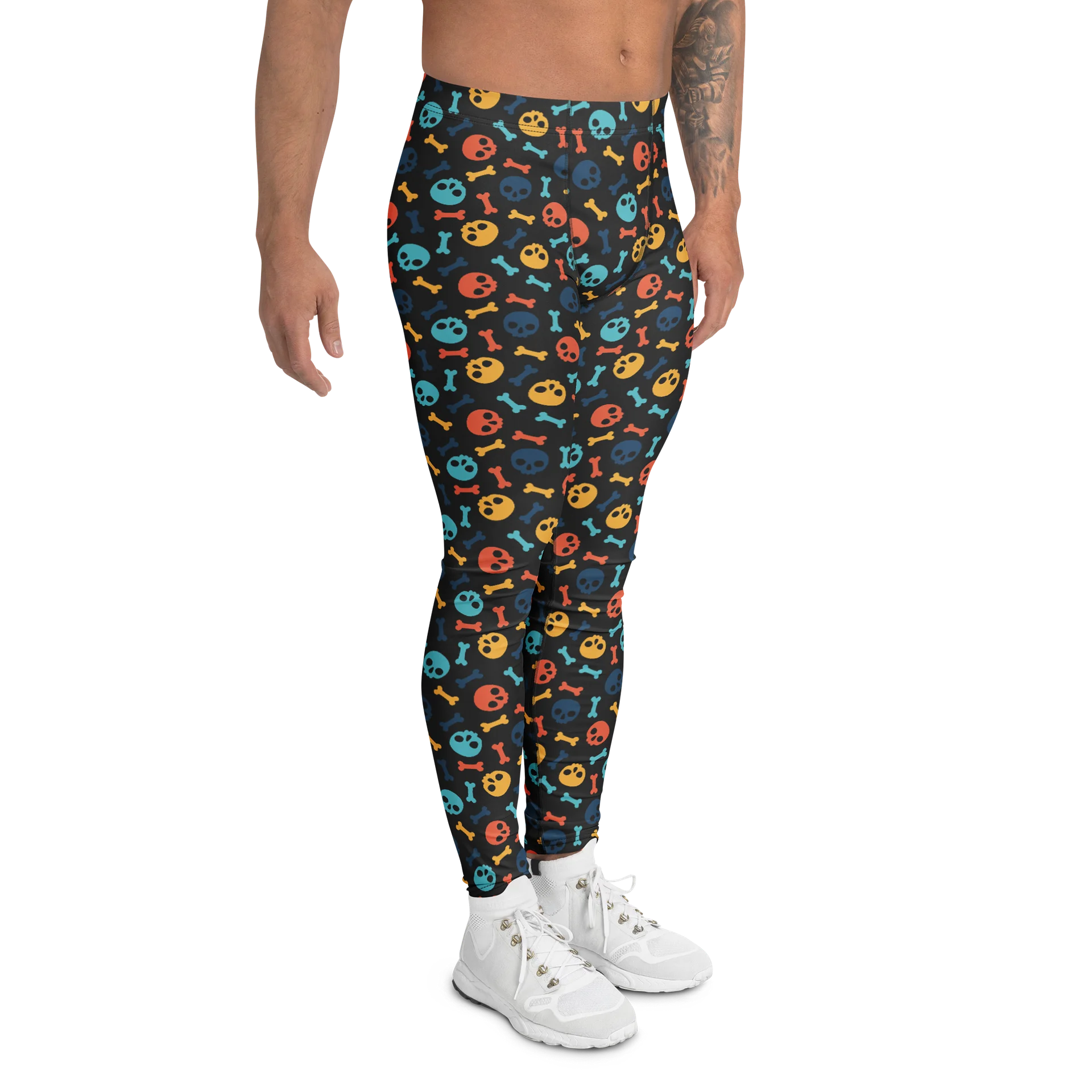 Colorful Skulls and Cross Bones Men's Leggings product image (3)
