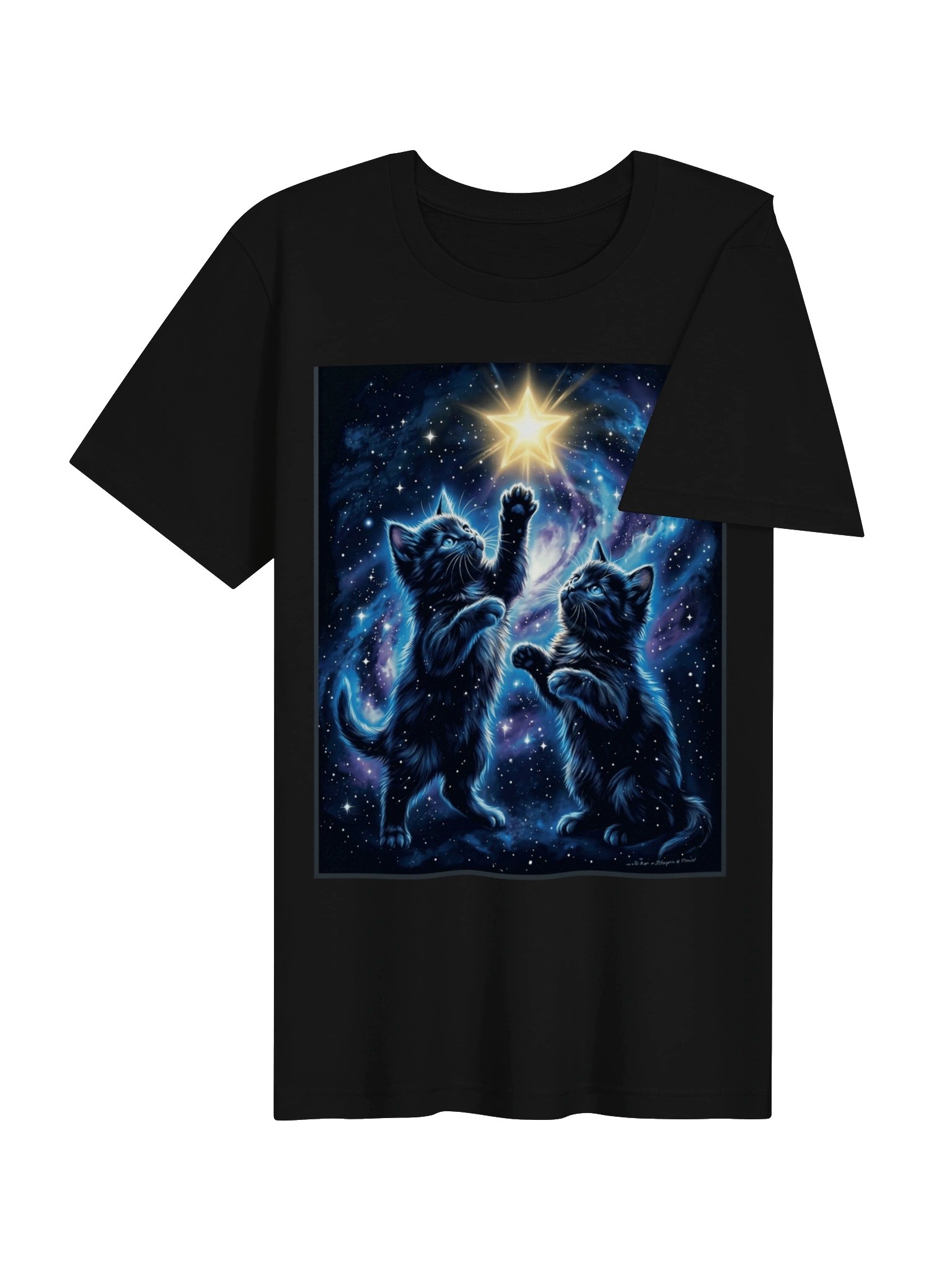 Cosmic Galaxy Cats T-Shirt - Celestial Kittens Reaching For The Stars product image (15)