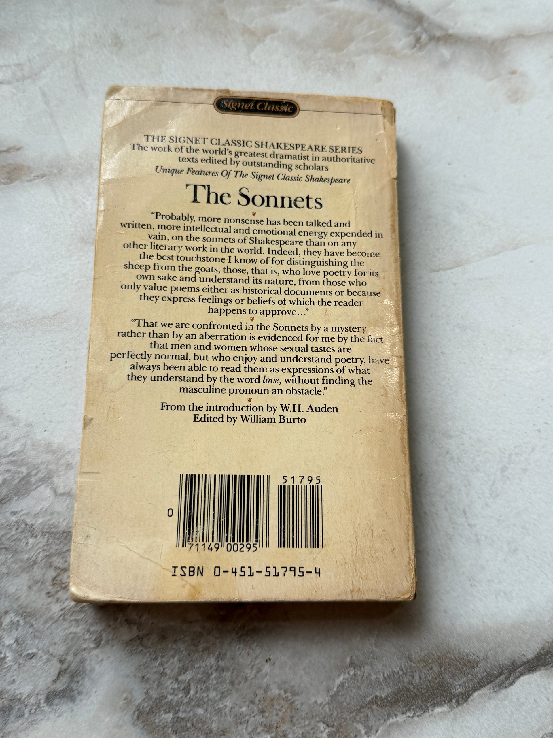 Vintage Signet Classic | Shakespeare The Sonnets | W. H. Auden Introduction | Paperback product image (5)