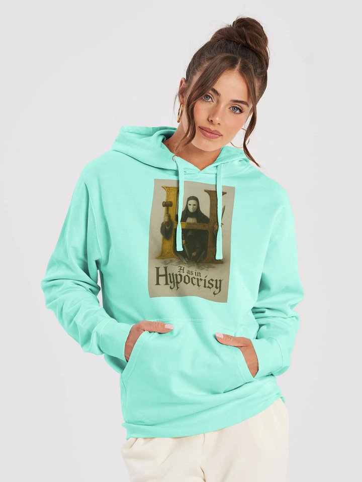 H as in hypocrisy midweight hoodie by dark alphabet product image (1)