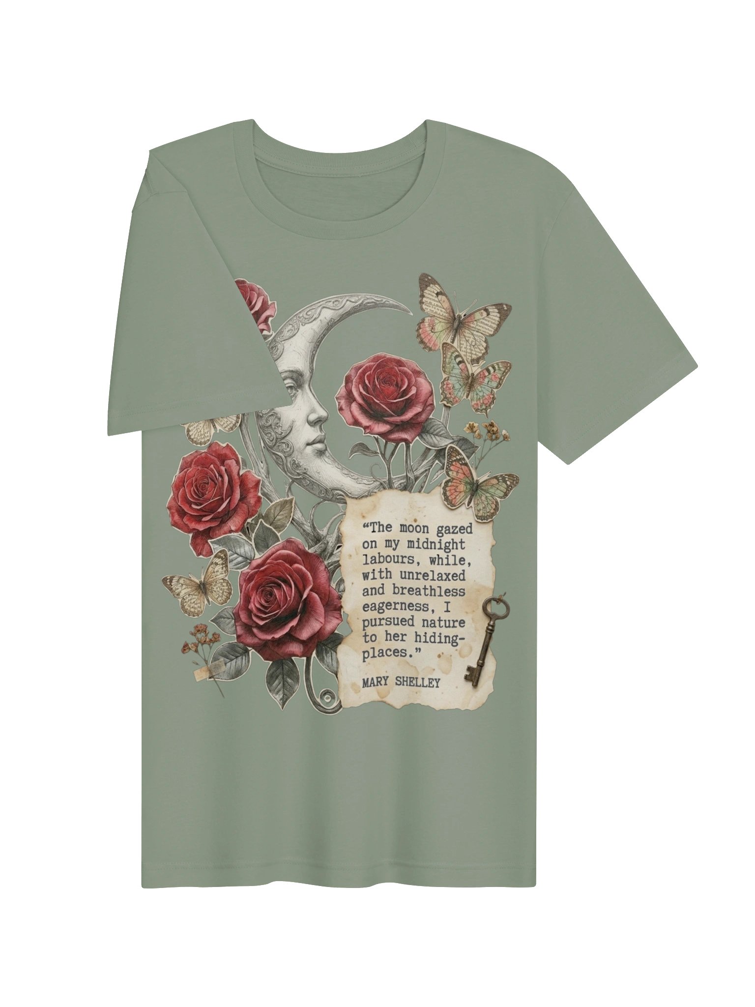 Mary Shelley Quote Shirt, Gothic Literature Tee, Dark Academia Floral Shirt product image (4)