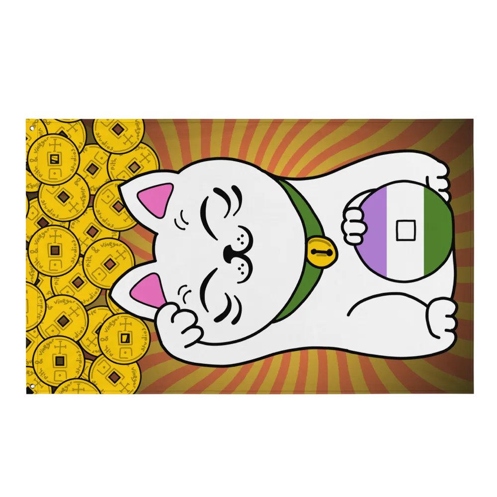Maneki neko genderqueer pride flag product image (1)