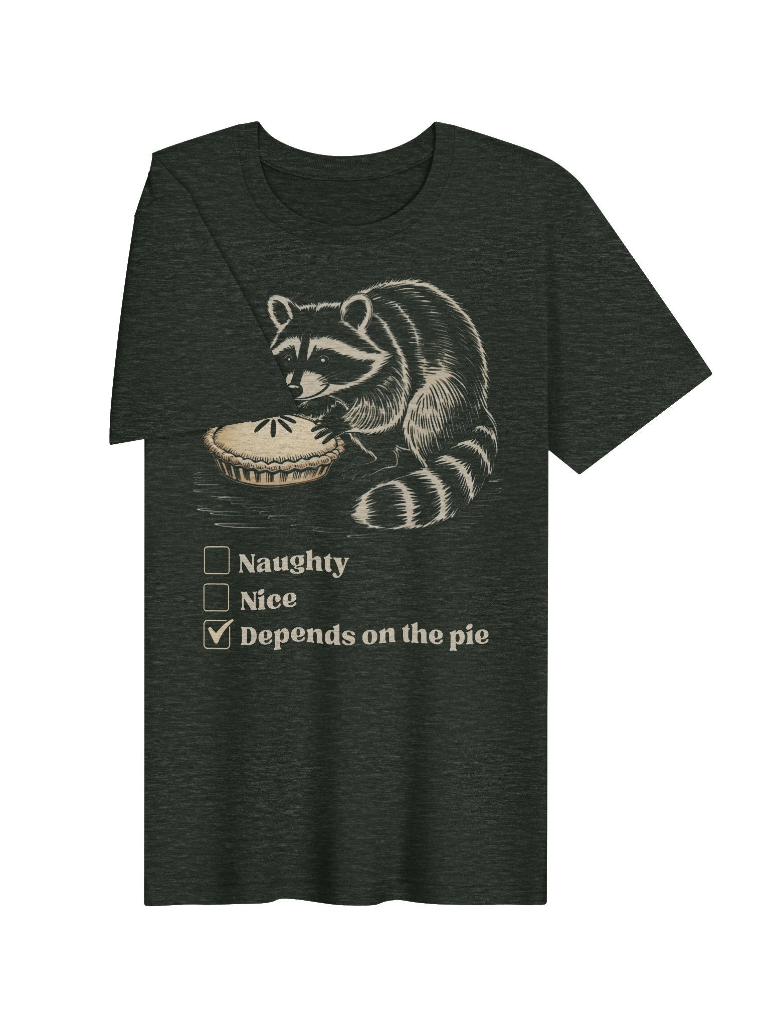 Funny Raccoon "Naughty or Nice" Tee, Pie Lover Christmas Shirt product image (4)