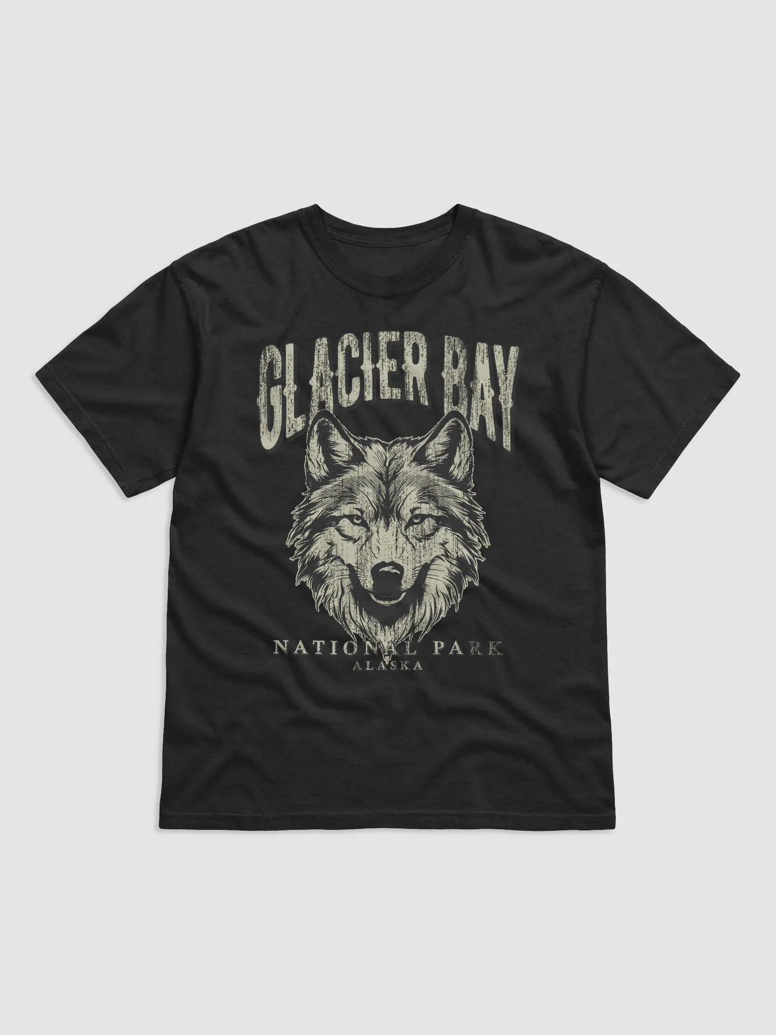 Glacier Bay National Park, Alaska Tee | Vintage-Style Grunge Western Shirt with a Wolf's Head product image (2)