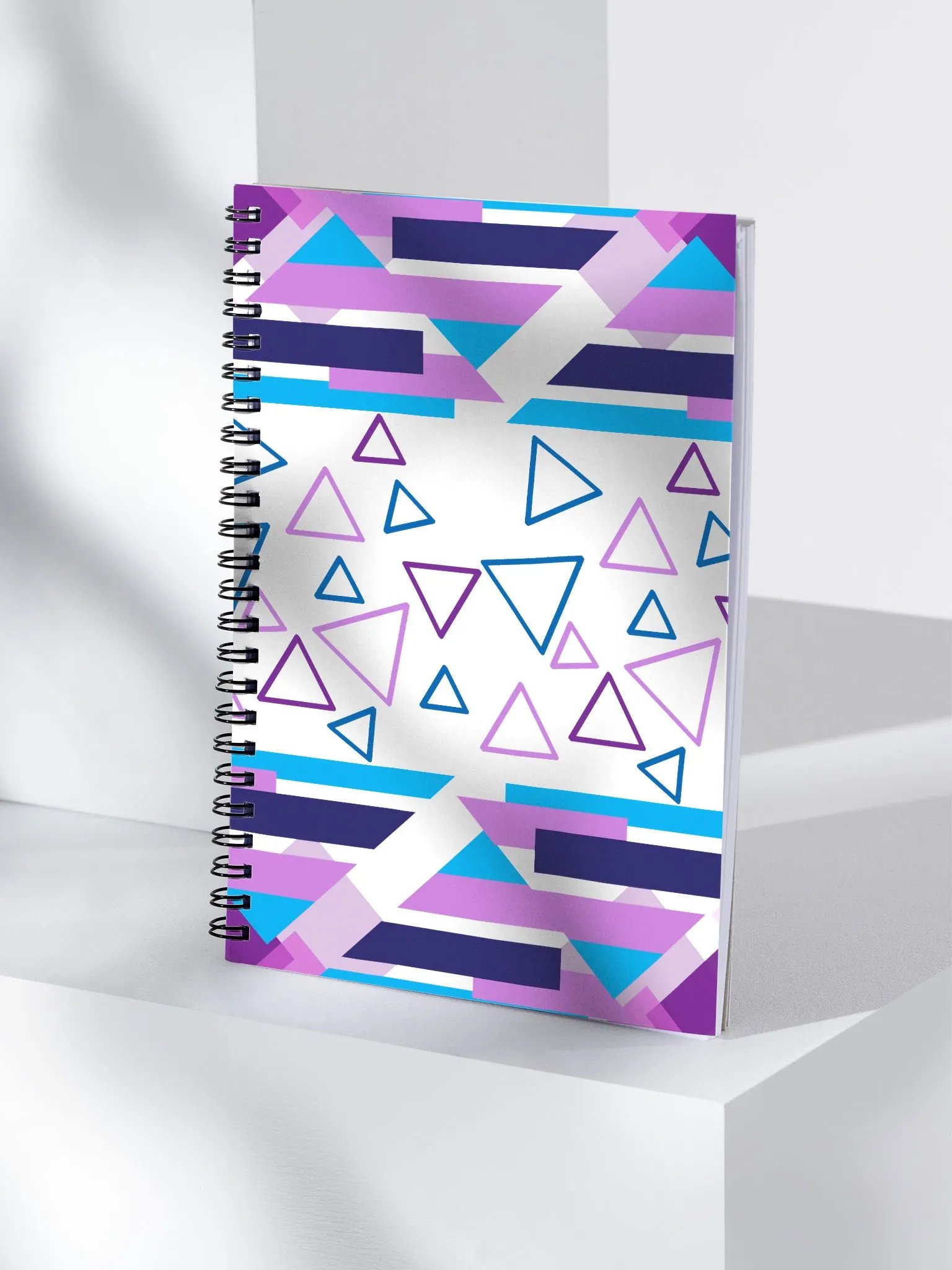 Shades of Purple And Blues Geometric Abstract Design Spiral Notebook product image (4)