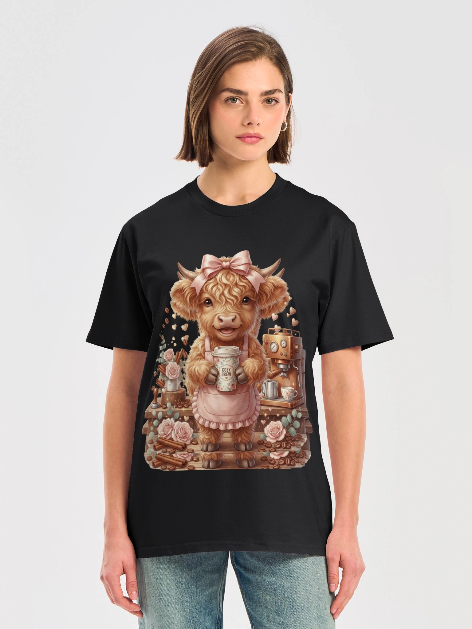 Cute Highland Cow Coffee Lover T-Shirt product image (50)