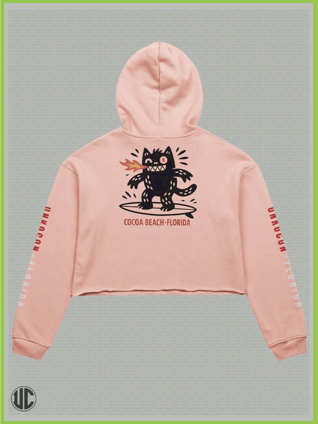 Cocoa Beach Crop Hoodie for Women – Cute Surf Graphic, Streetwear Fit, Soft Cotton Pullover product image (1)