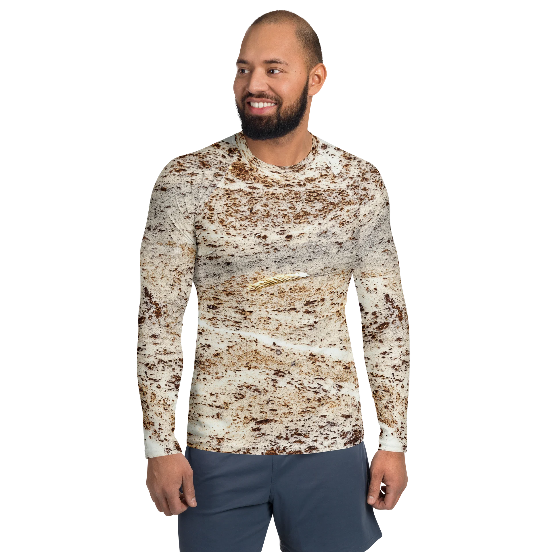 Expresso Swirl — All-Over Print Men's Dark Roast Long Sleeve Rash Guard product image (1)