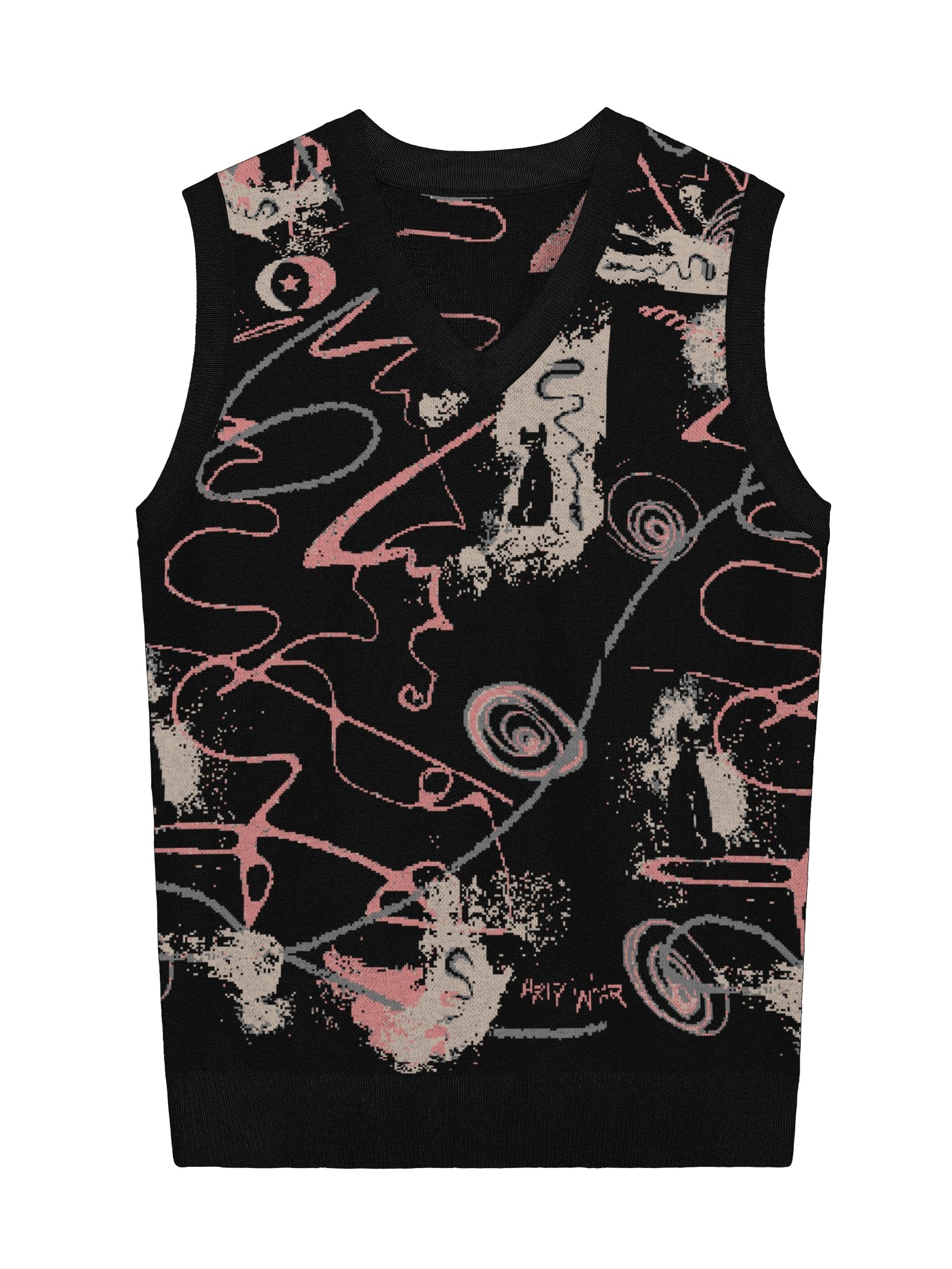 Ugly Sweater-Vest ArtyKnit 'Black Cat' product image (1)