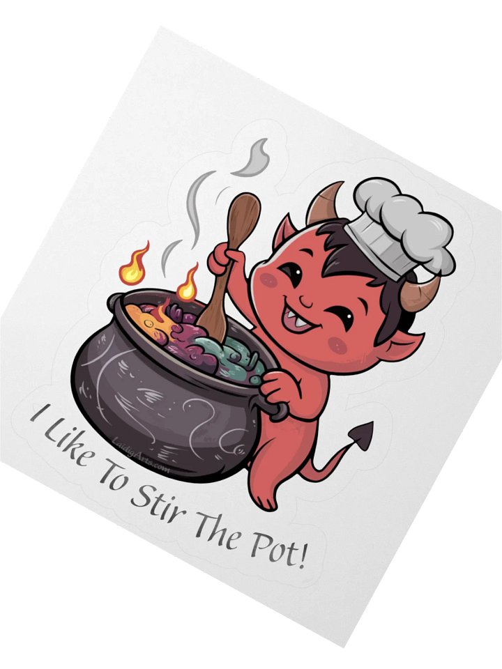 I Like To Stir The Pot Happy Devil Vinyl Sticker product image (4)