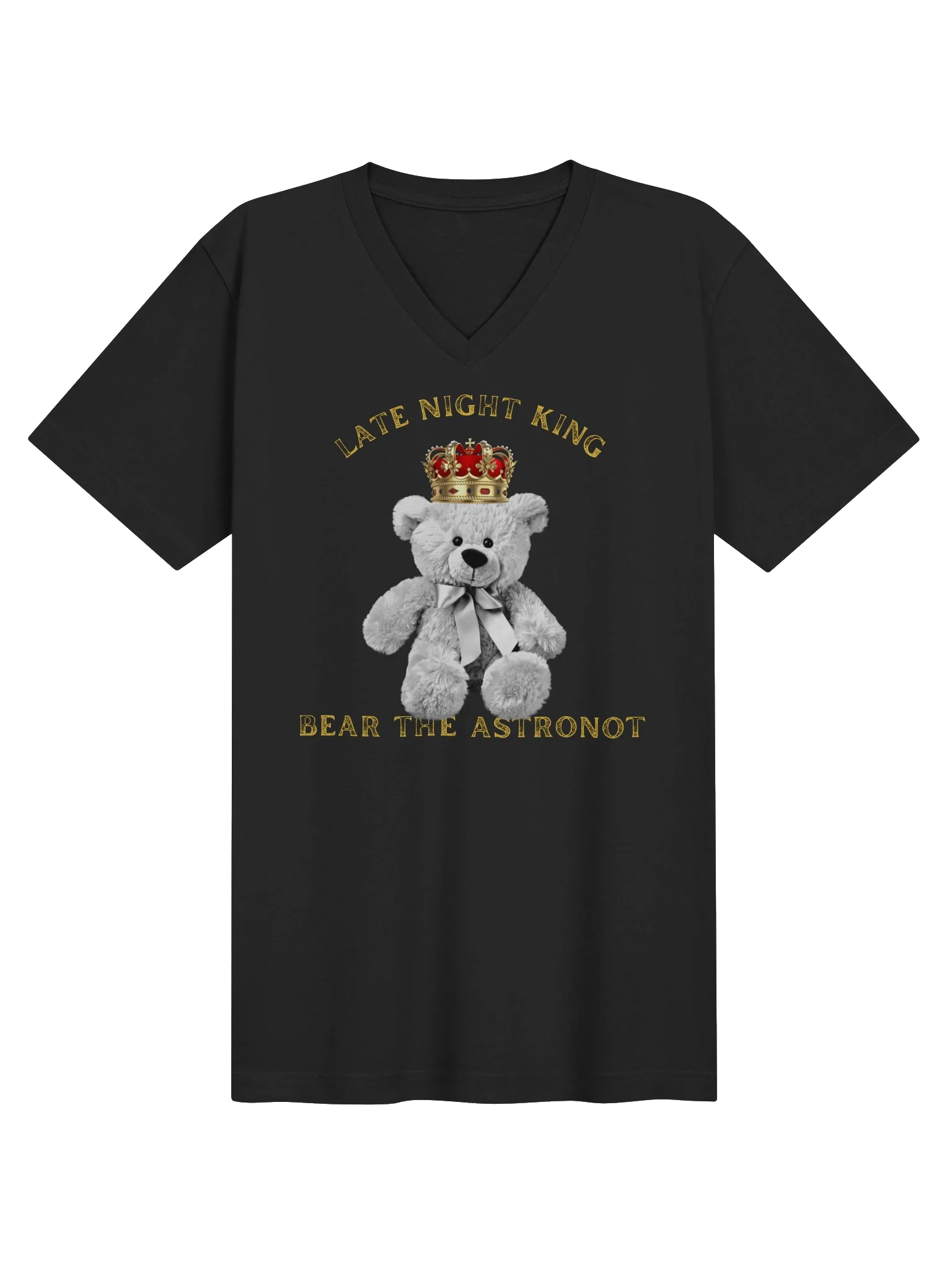 Bear the Astronot Late Night King Teddy V-Neck T-shirt — view 2