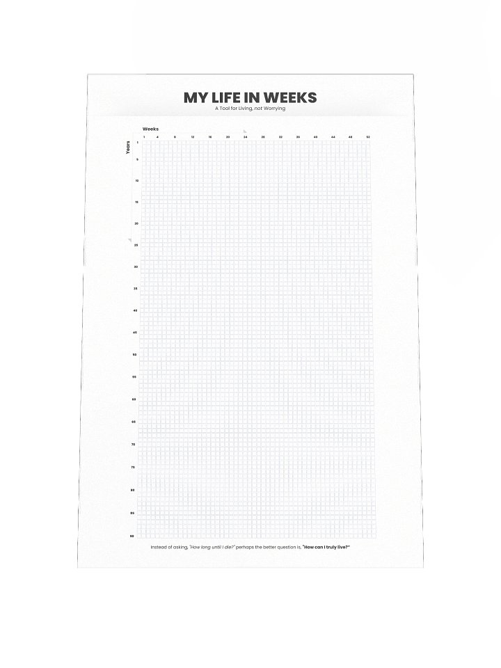 Life in Weeks Wall Planner | How Many Weeks Do You Have Left? | Vertical Poster, Home Office Decor, Minimalist Design, Time Management Tool product image (2)