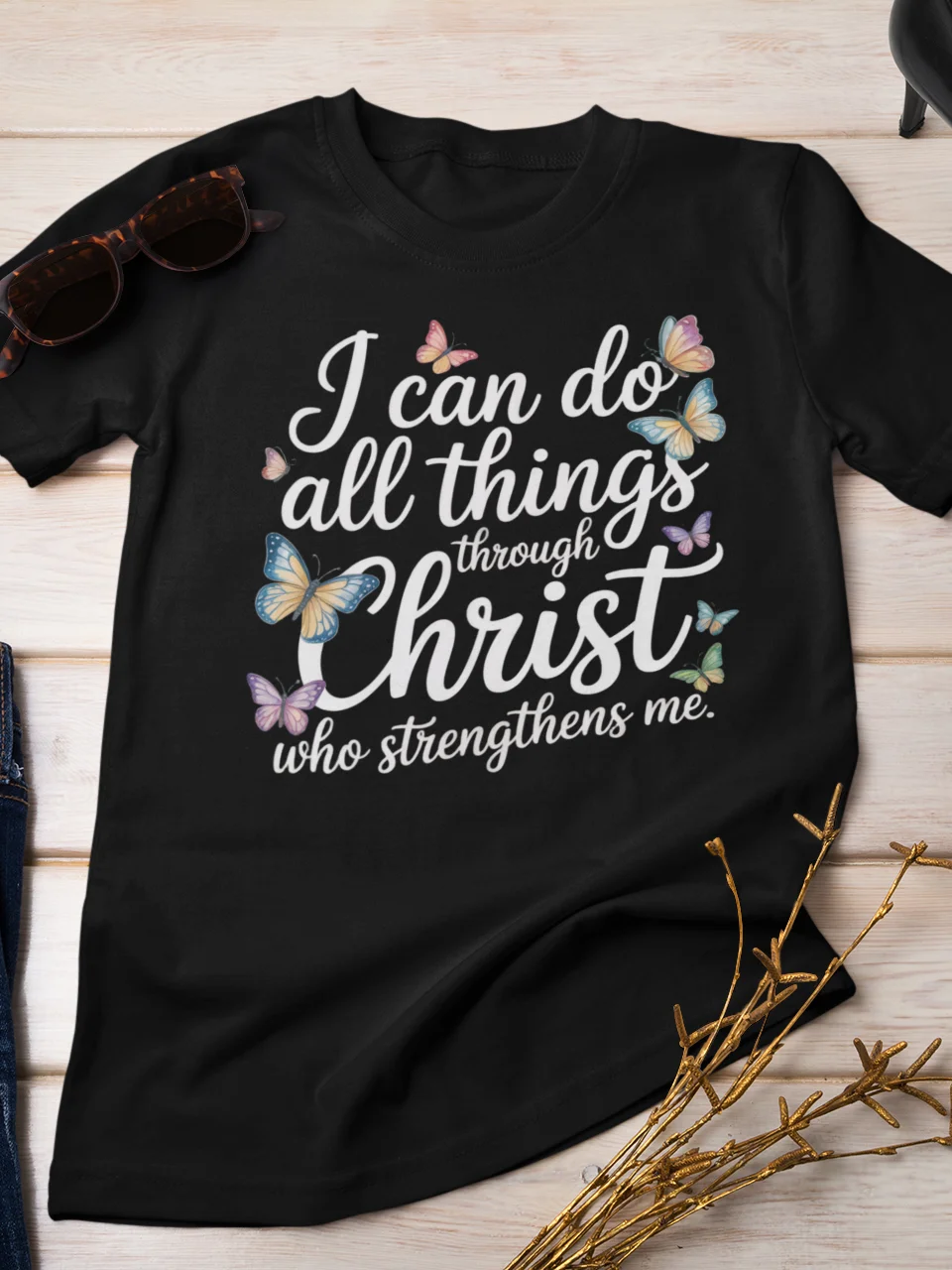 Christian Tee Shirt I Can Do All Things Through Christ Who Strengthens Me product image (1)