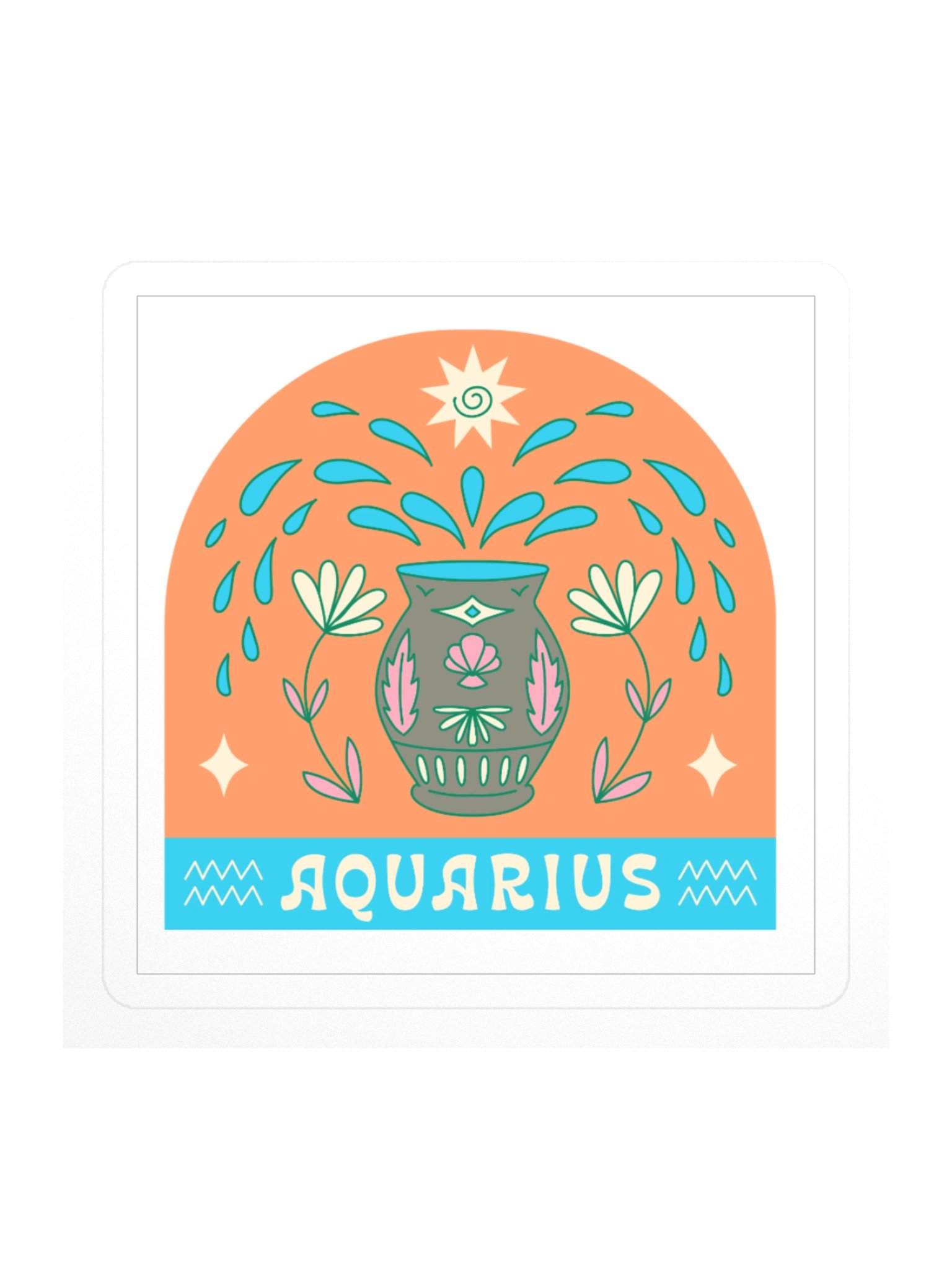 Aquarius Zodiac Kiss Cut Sticker product image (1)