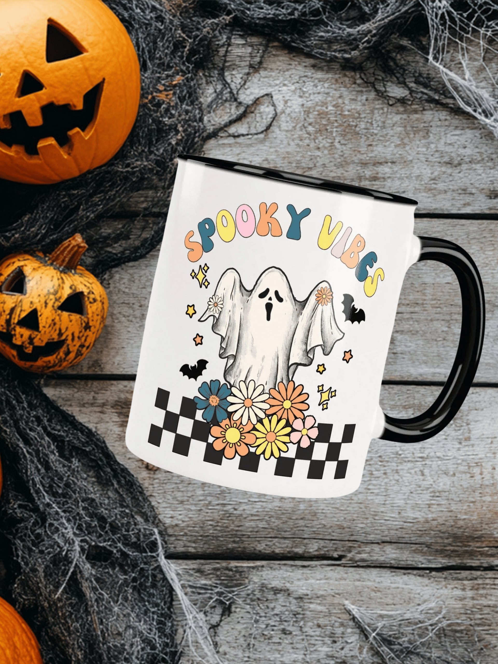 Spooky Vibes Ghost Retro Halloween Colorful Mug product image (1)