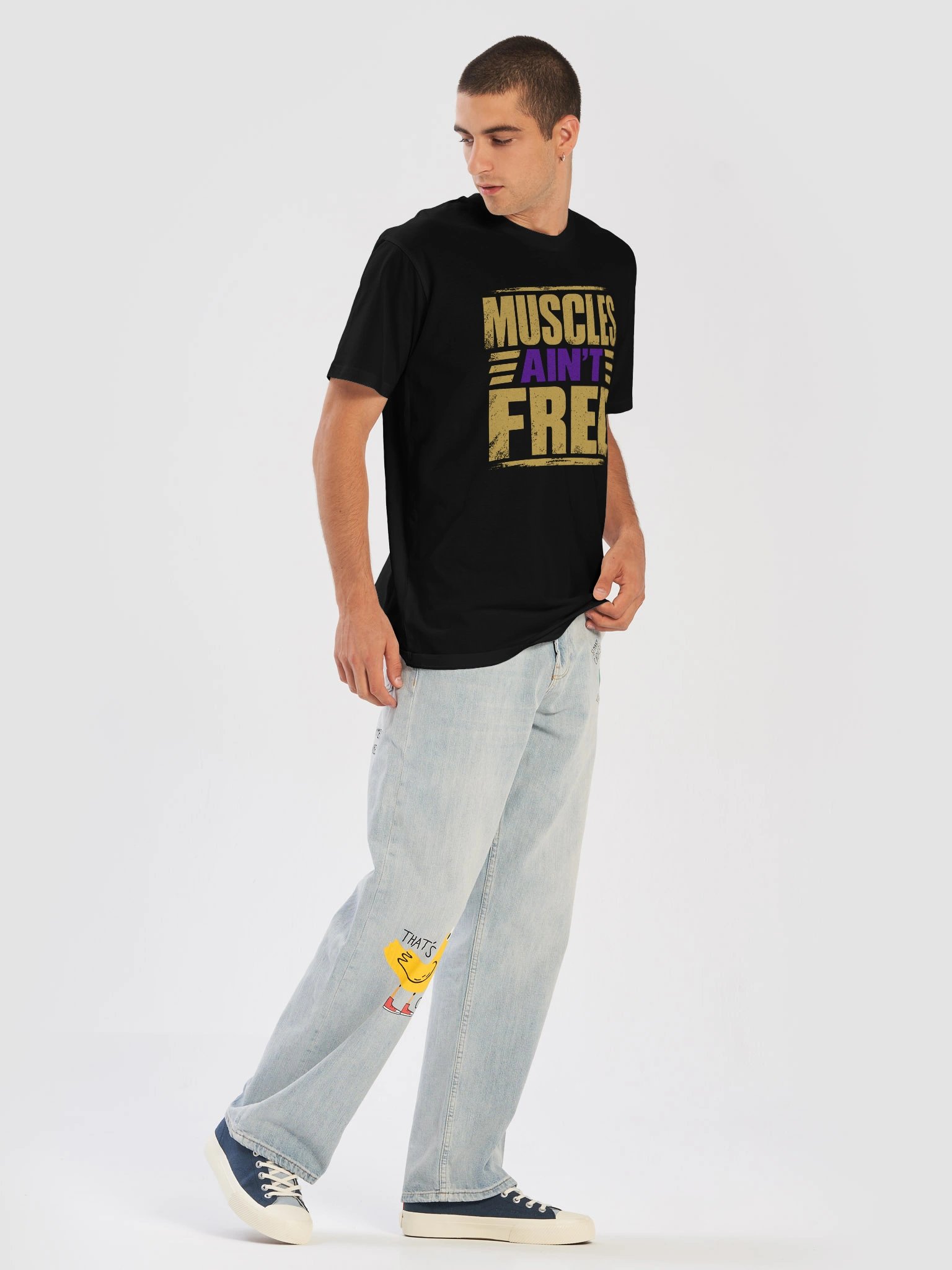 The "Muscles Ain't Free" Minimalist Gold AS Colour Premium Tee product image (5)