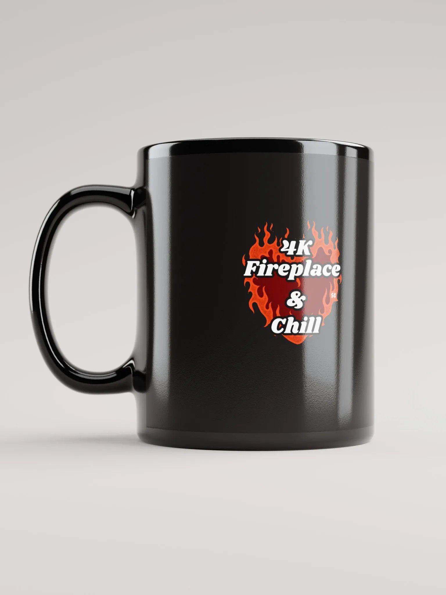 Flaming Heart - 4K Fireplace & Chill | Black Glossy Mug product image (6)
