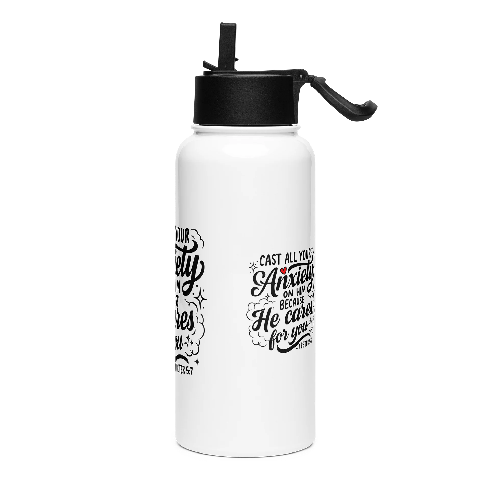Cast All Your Anxiety Stainless Steel Insulated Water Bottle — 1 Peter 5:7 product image (3)