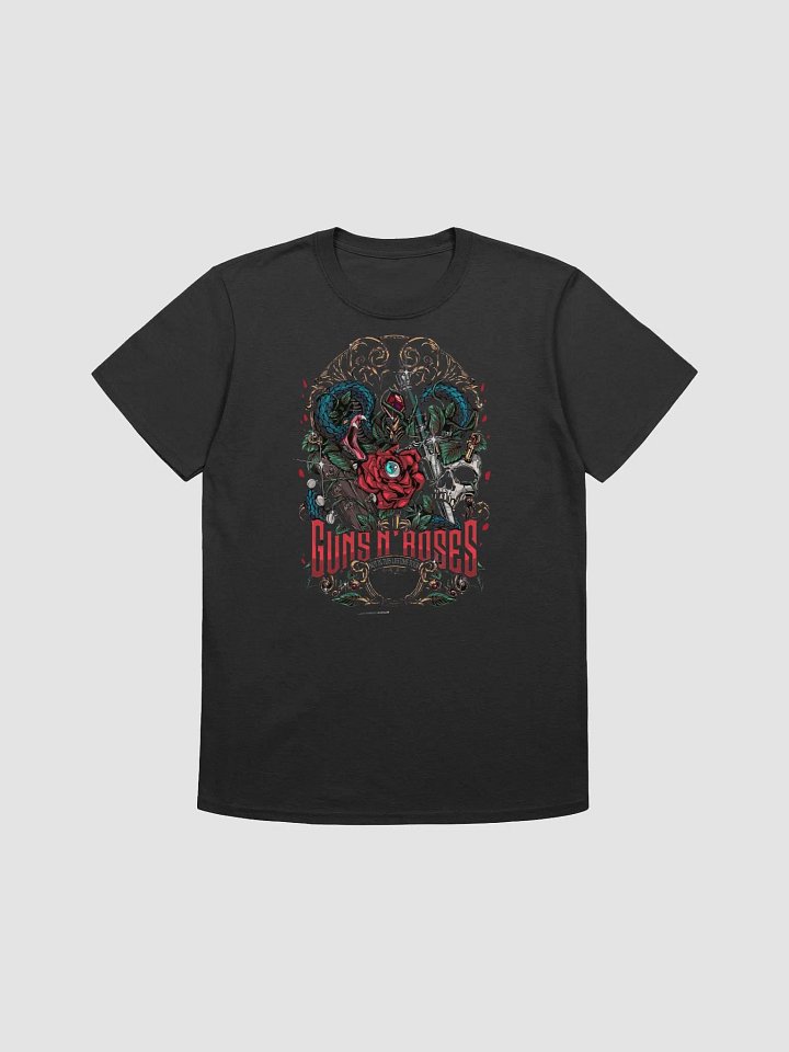 Guns N’ Roses Gothic Rose & Serpent T-Shirt | Ornate Skull Rock Graphic Tee | Classic Hard Rock Streetwear product image (1)