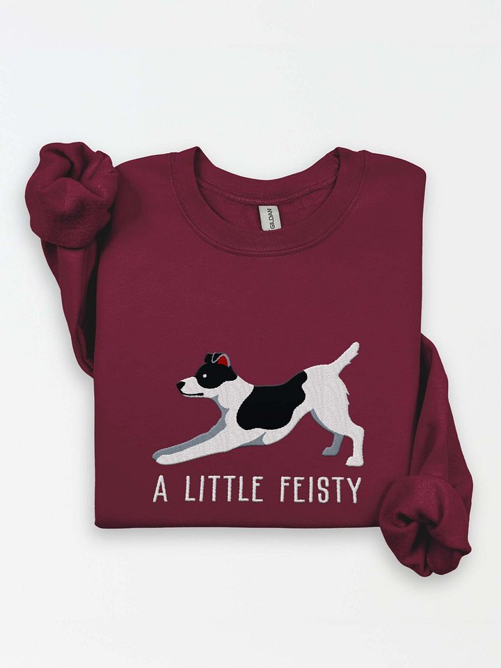 A Little Feisty Sweatshirt (Embroidered) of a Feist Dog(Black & White) product image (1)