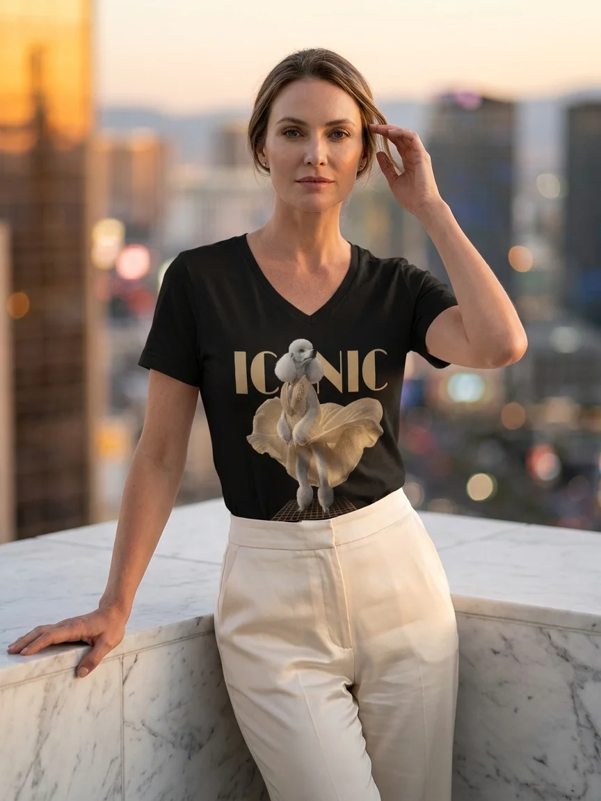 Marilyn Poodle V-Neck Tee | Poodle Empire product image (3)